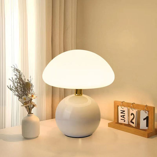 Lampe de table champignon crème Céramique Rétro Design LED dimmable